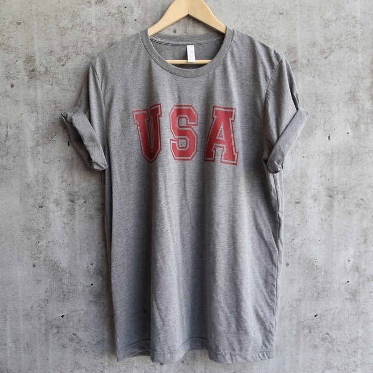Distracted - USA Unisex Triblend Graphic Tee in Grey/Red – Shop Hearts