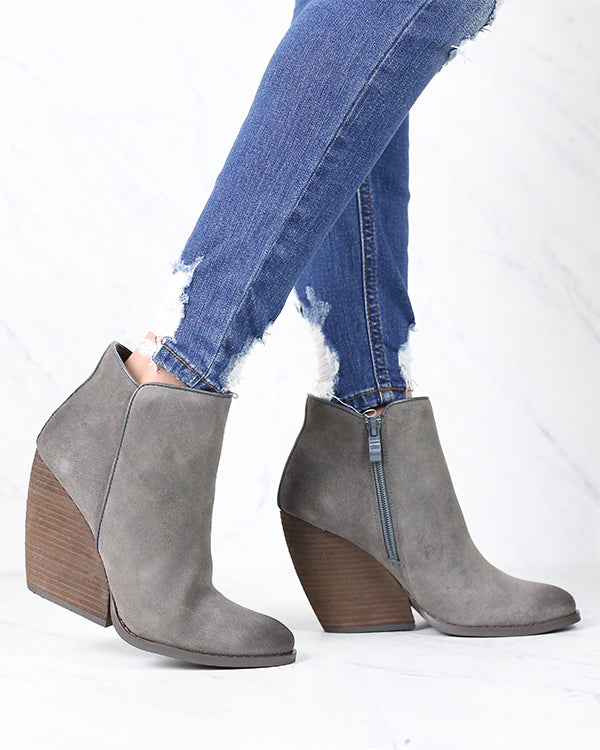 Very Volatile - Whitby Demi Wedge Suede Ankle Bootie in More Col