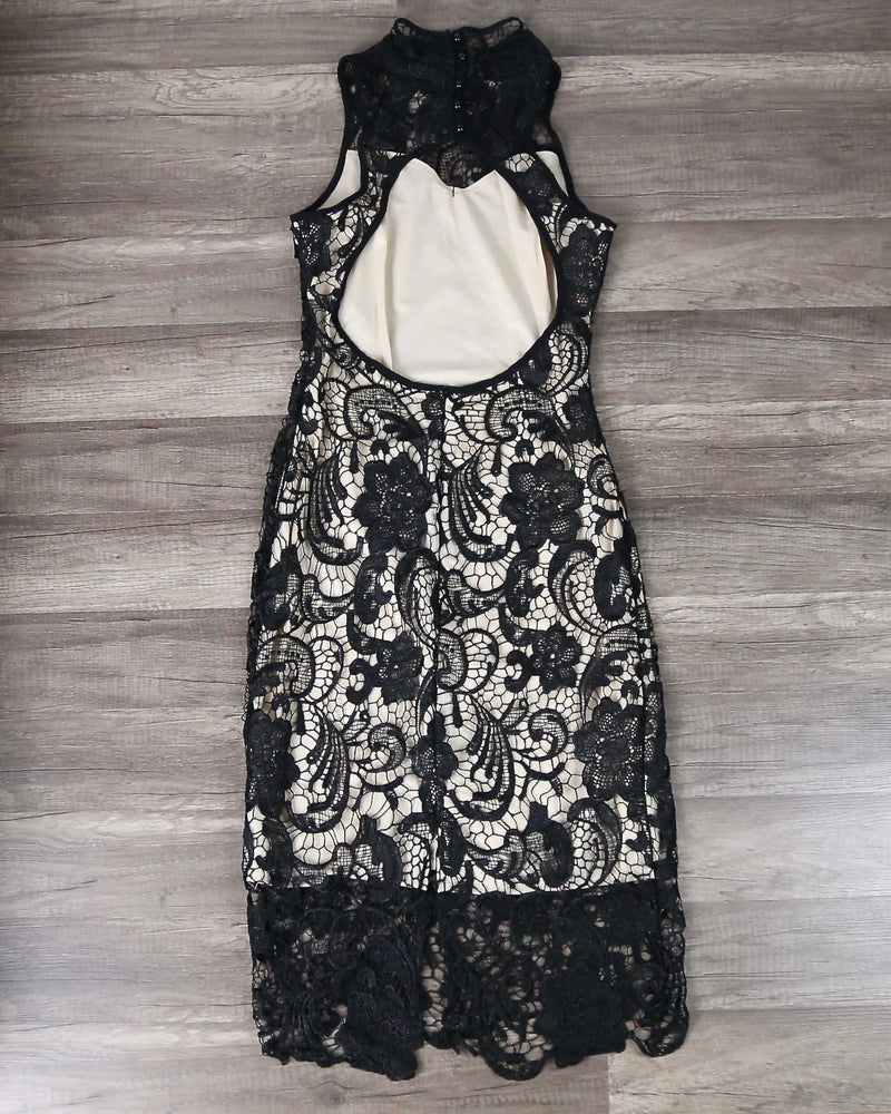 Lioness - Loves Divine Midi Lace Overlay Midi Dress - Black – Shop Hearts