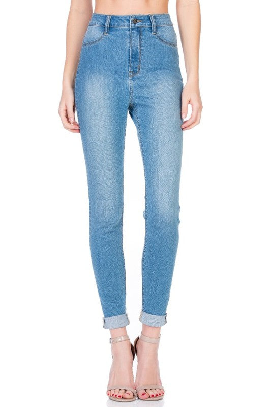 Aliyah - High Rise Medium Blue Super Skinny Denim Jeans – Shop Hearts