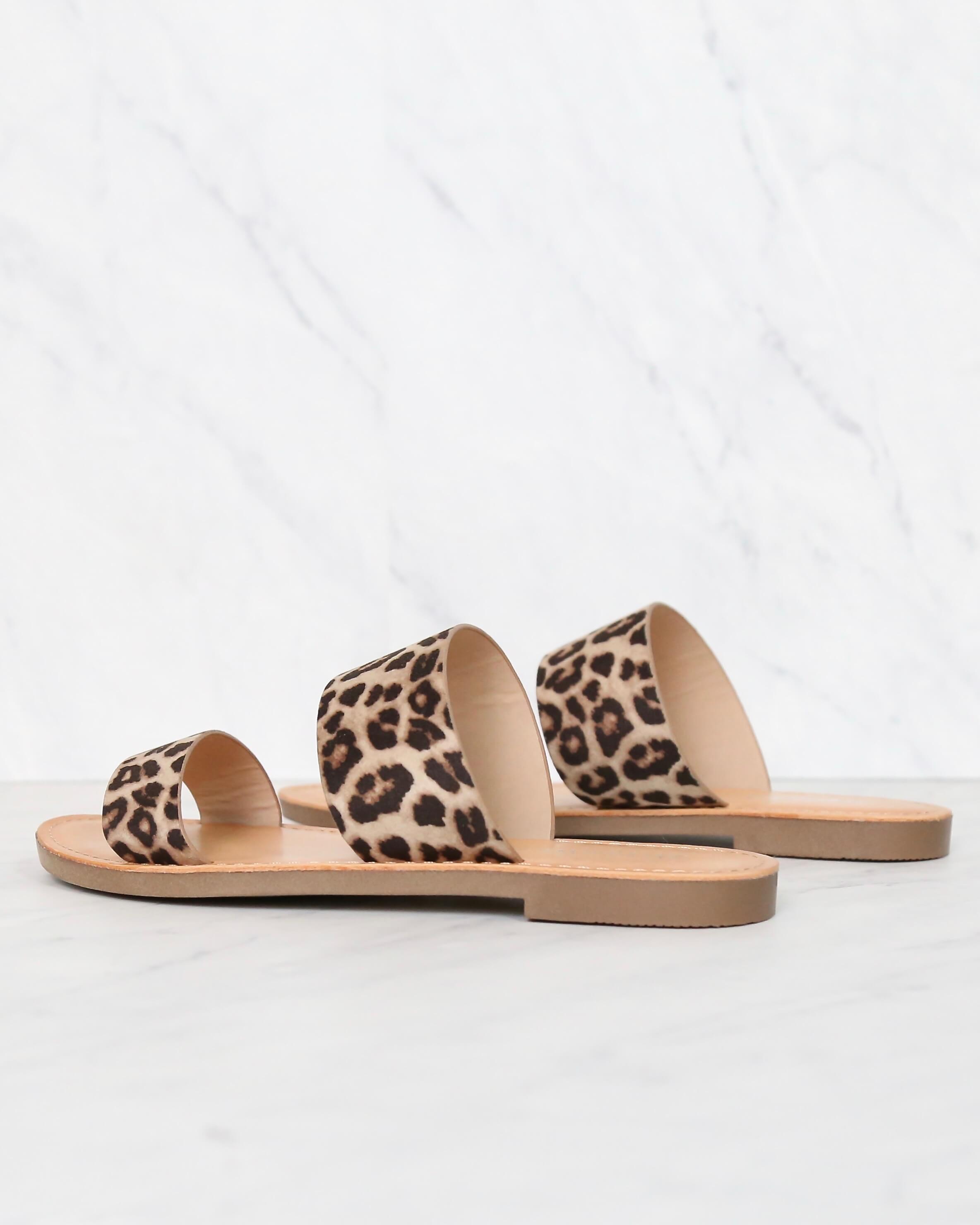 leopard print double strap sandals