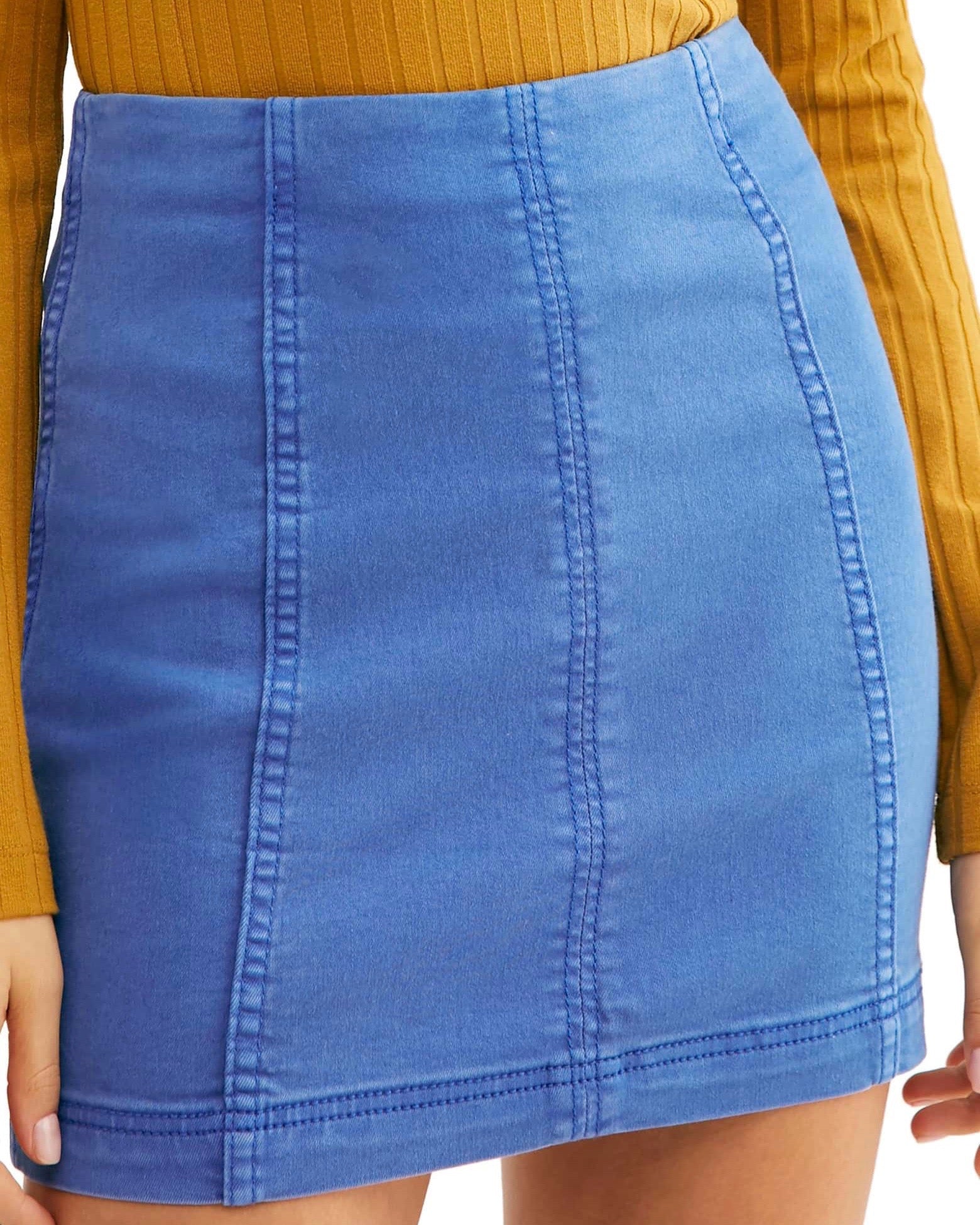 turquoise denim skirt