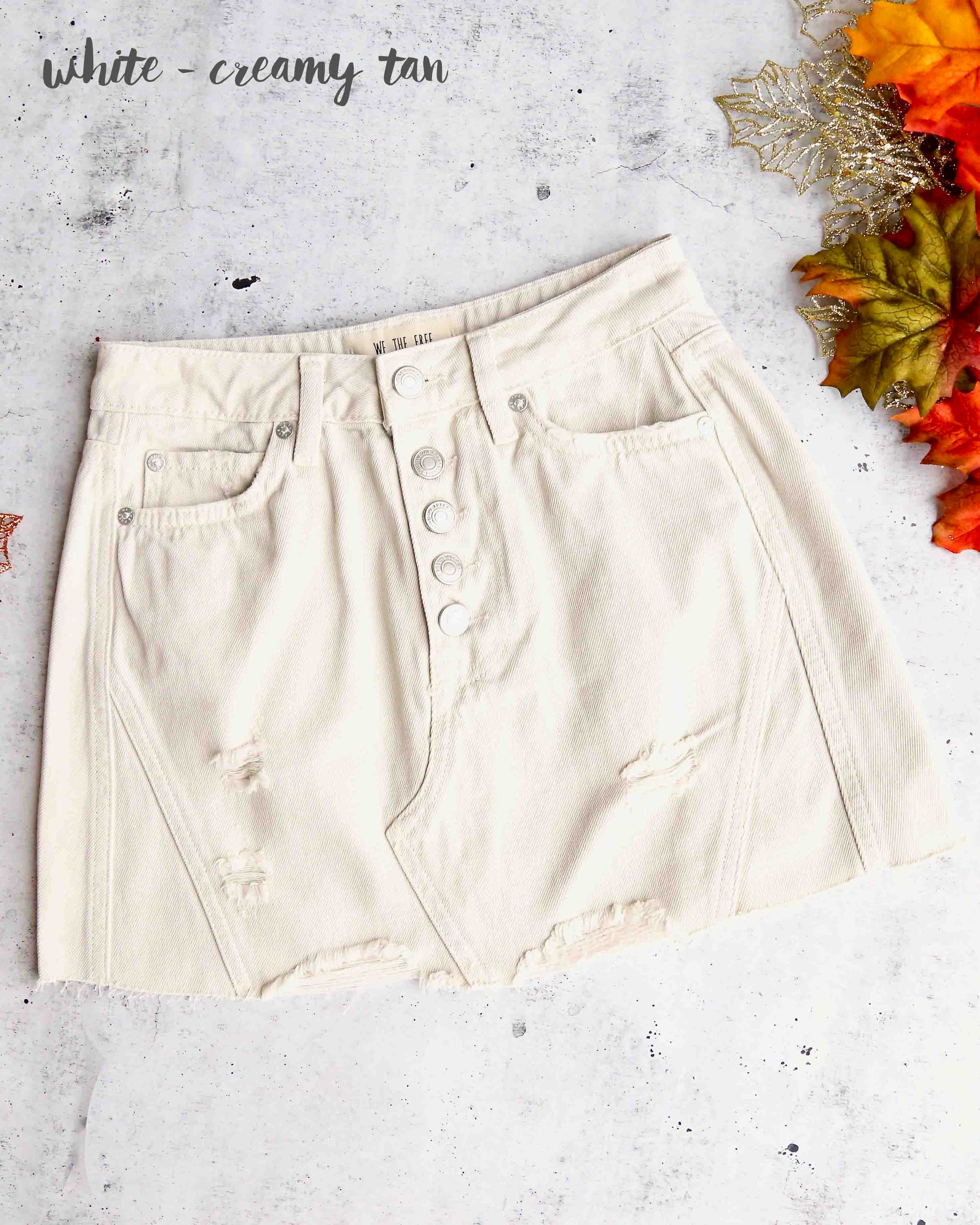 free people white denim skirt