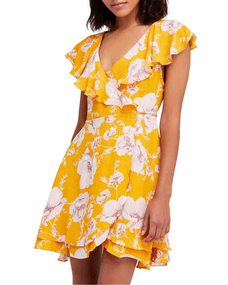 Floral Yellow Wrap Dress Online Shop, UP TO 62% OFF |  www.editorialelpirata.com