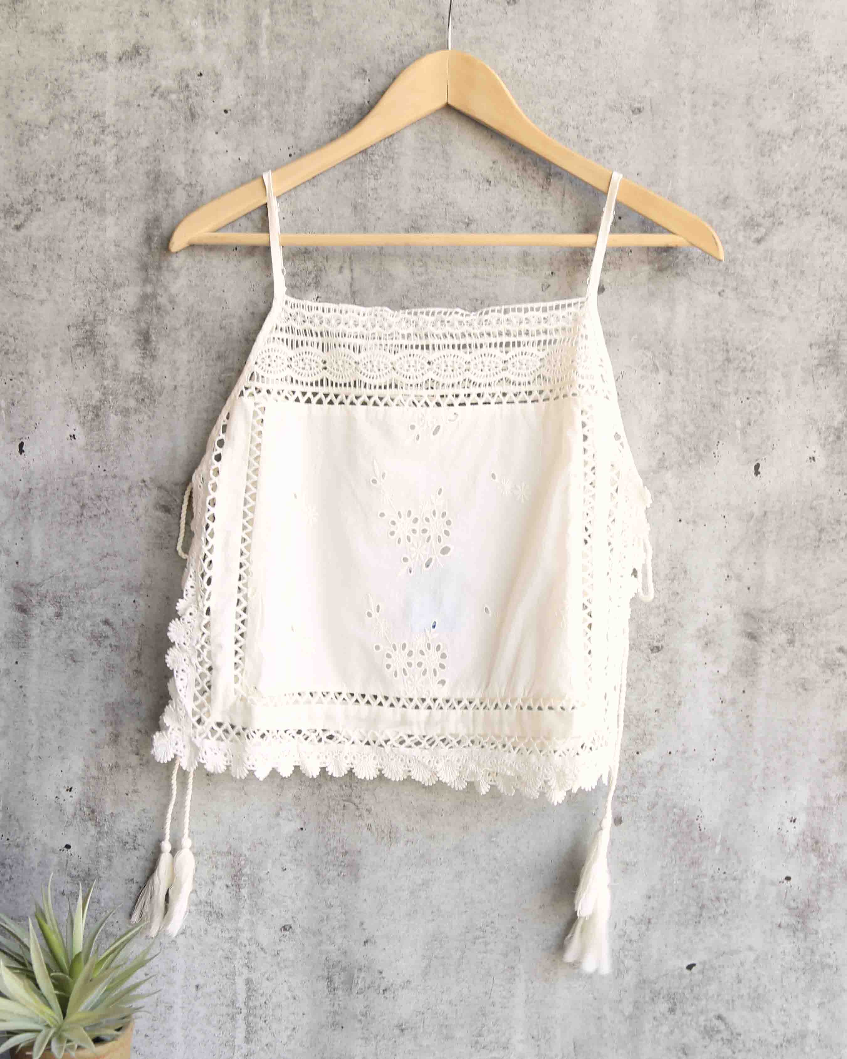 Garden Party Ivory Embroidered Cami