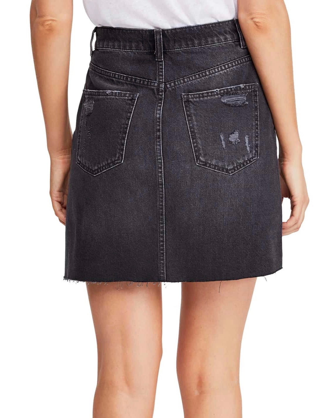 free people black denim skirt