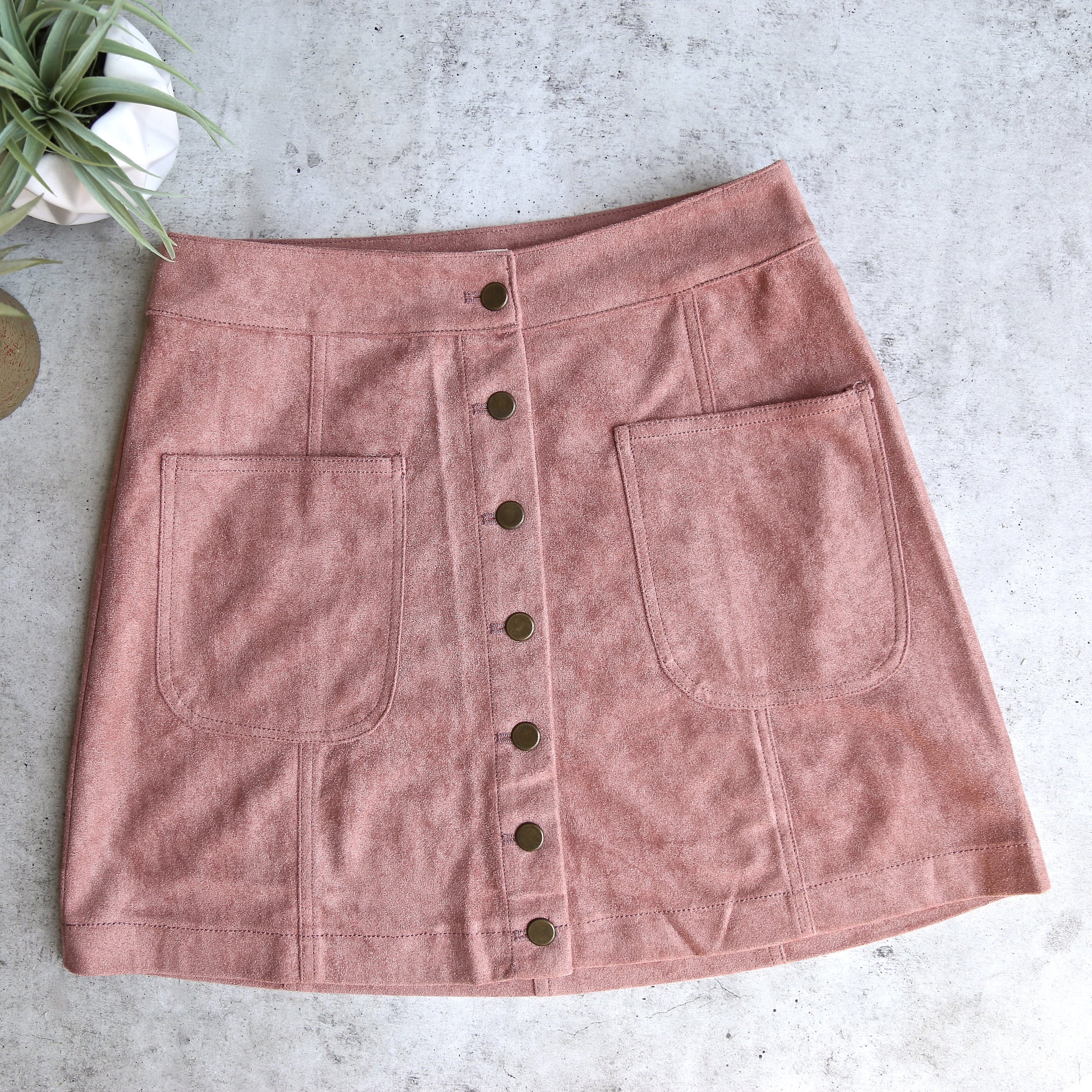 pink suede skirt