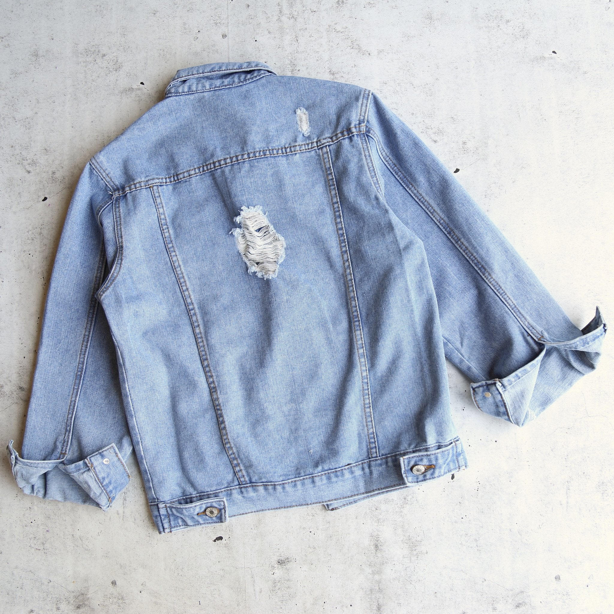 Distressed Denim Trucker Jacket – Shop Hearts