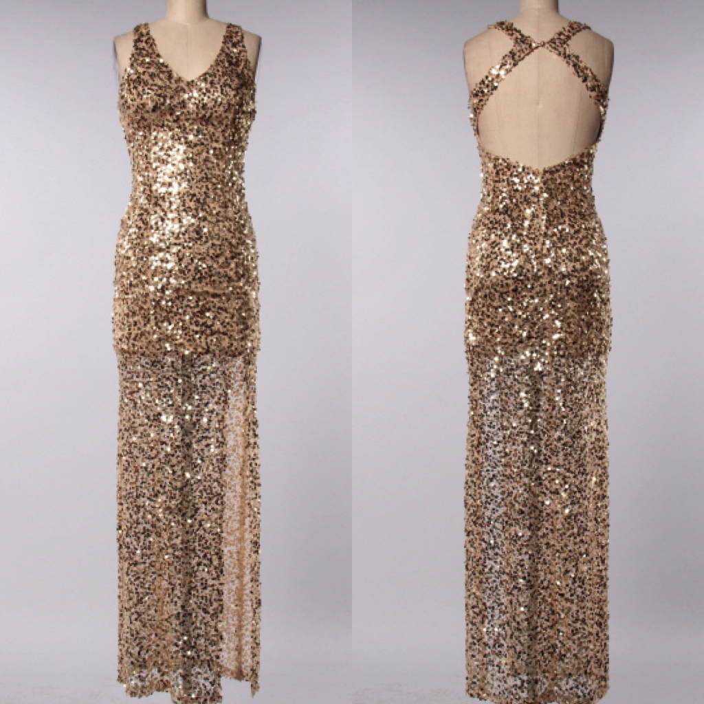 Final Sale - Perfect Party Ball Gown Sequin Maxi Dress in Gold – Shop ...