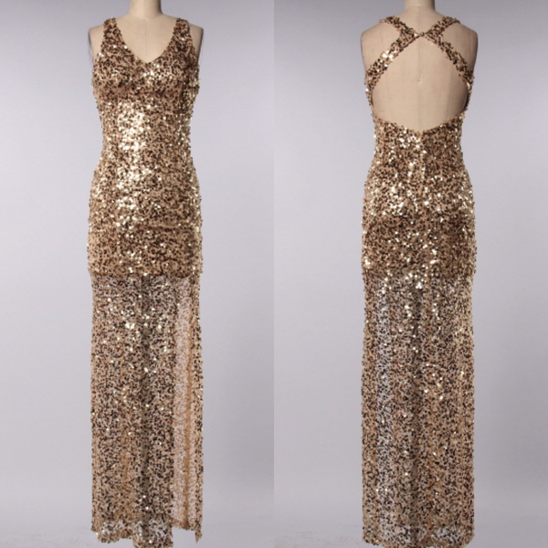 Perfect Party Ball Gown Sequin Maxi Dress in Gold – shophearts