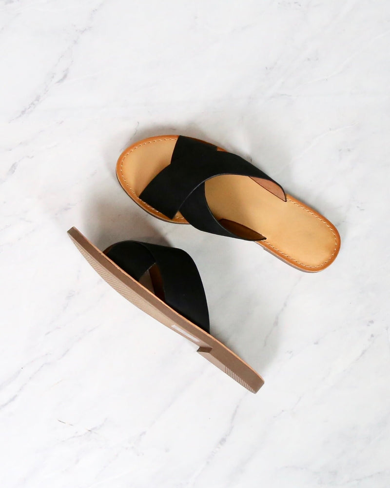 criss cross slip on sandals