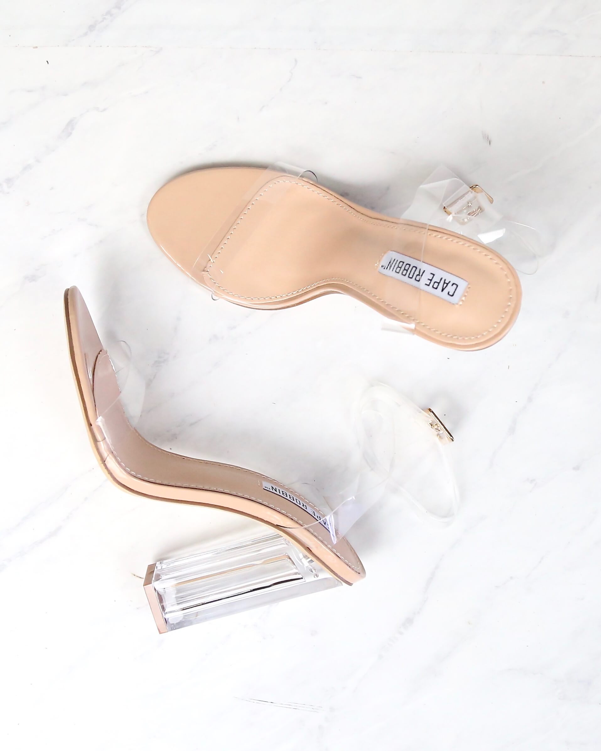 transparent chunky heel