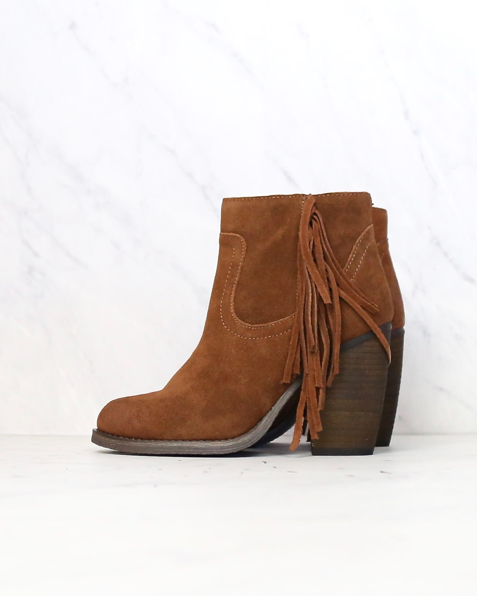 tan fringe ankle boots