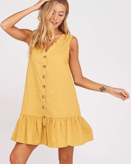 ruffle hem shift dress