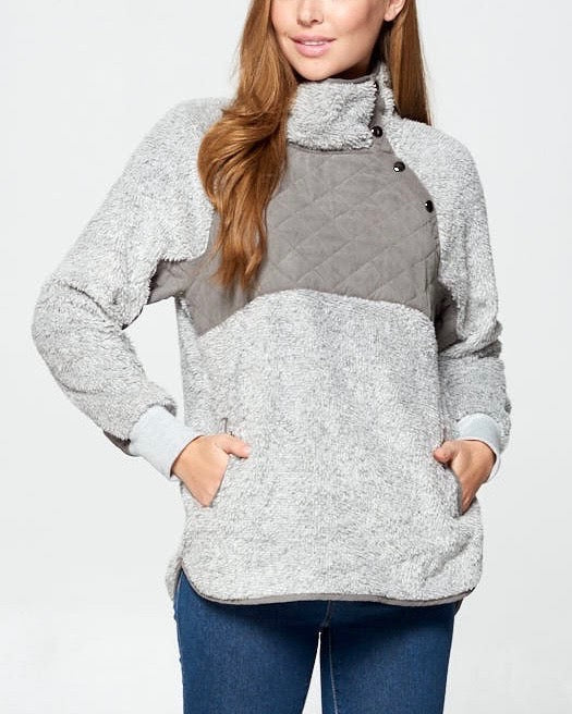 asymmetrical snap pullover