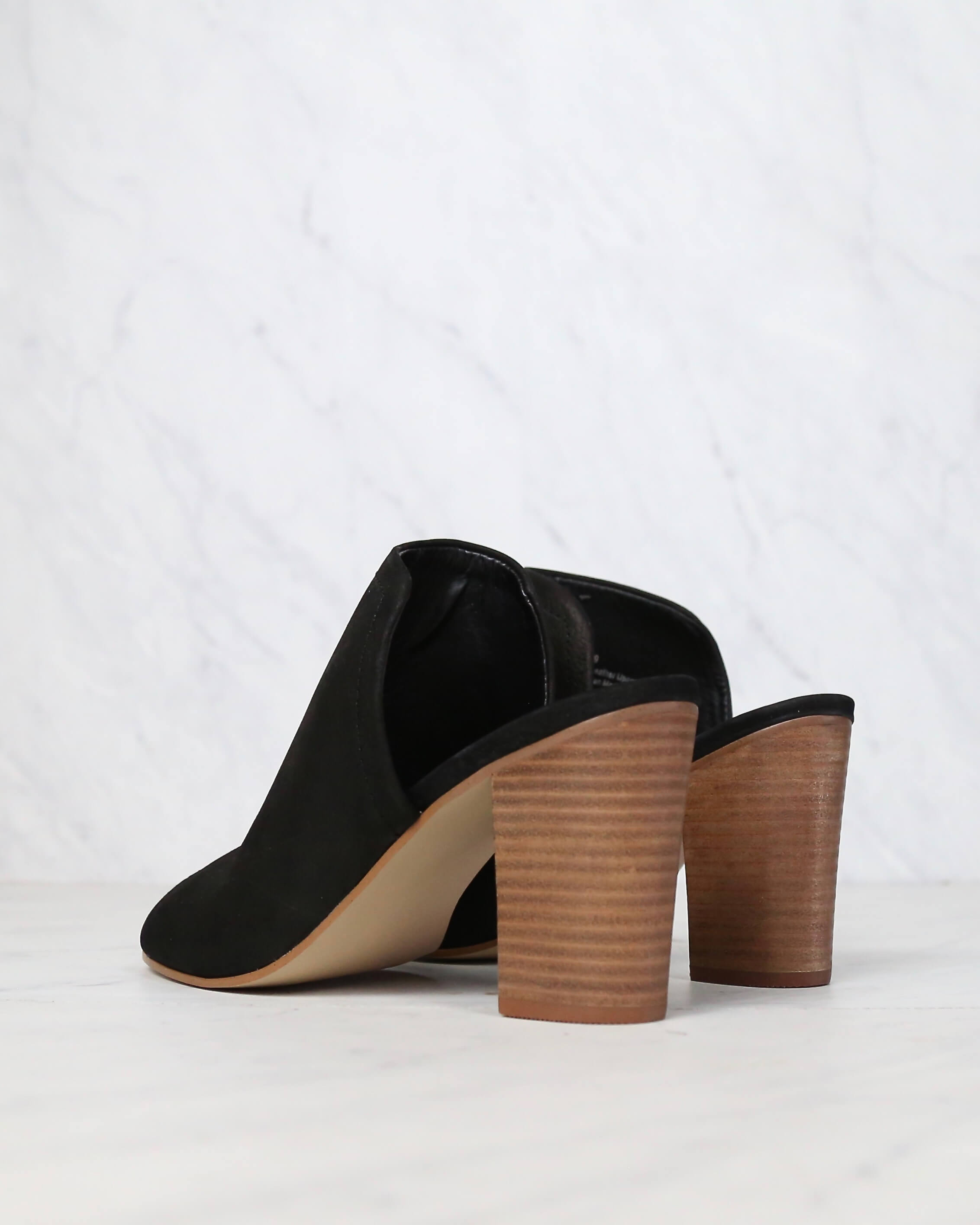 block heel mules black