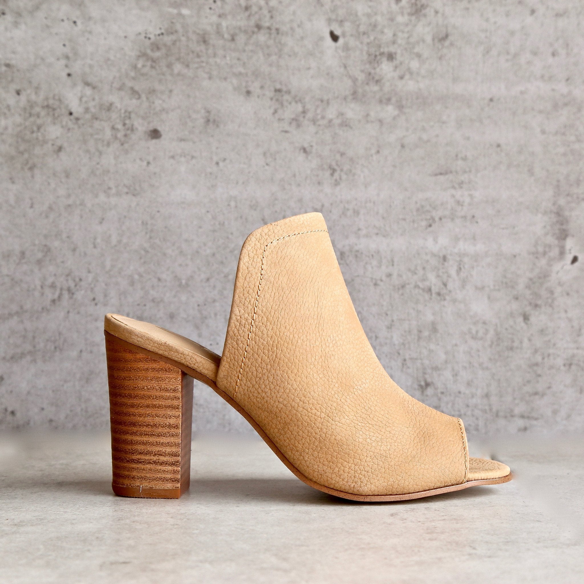 tan mules heels