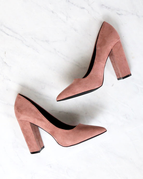 Vegan Suede Chunky Heeled Pointed Toe 