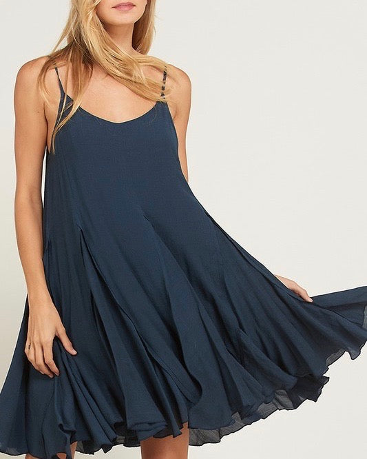 navy blue flowy dress