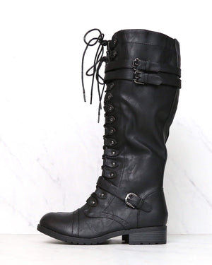 tall black lace up combat boots