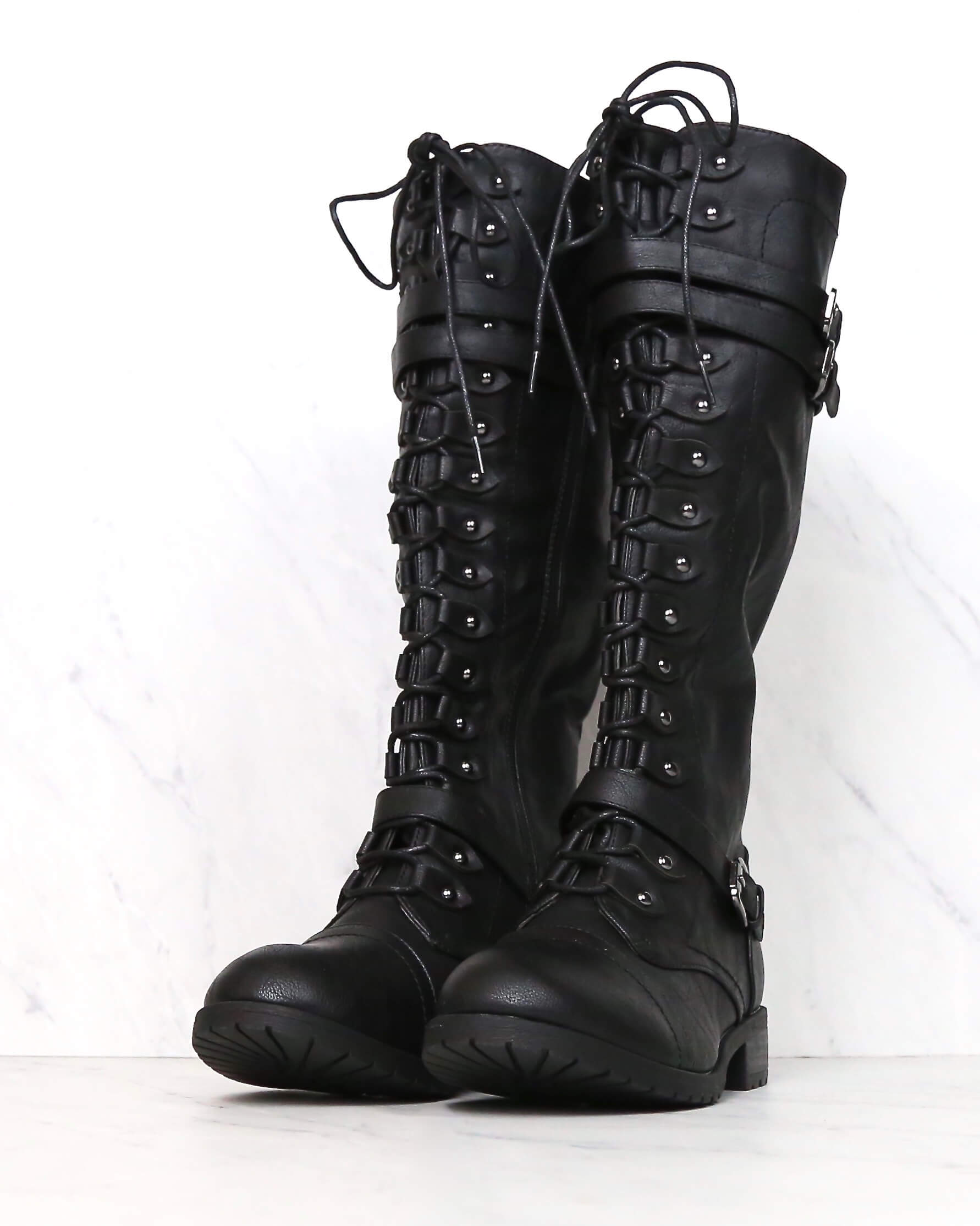 lace up black combat boots