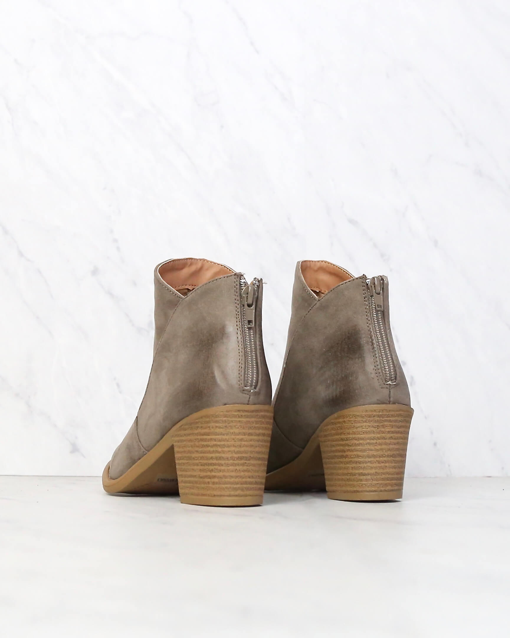 wooden heel booties