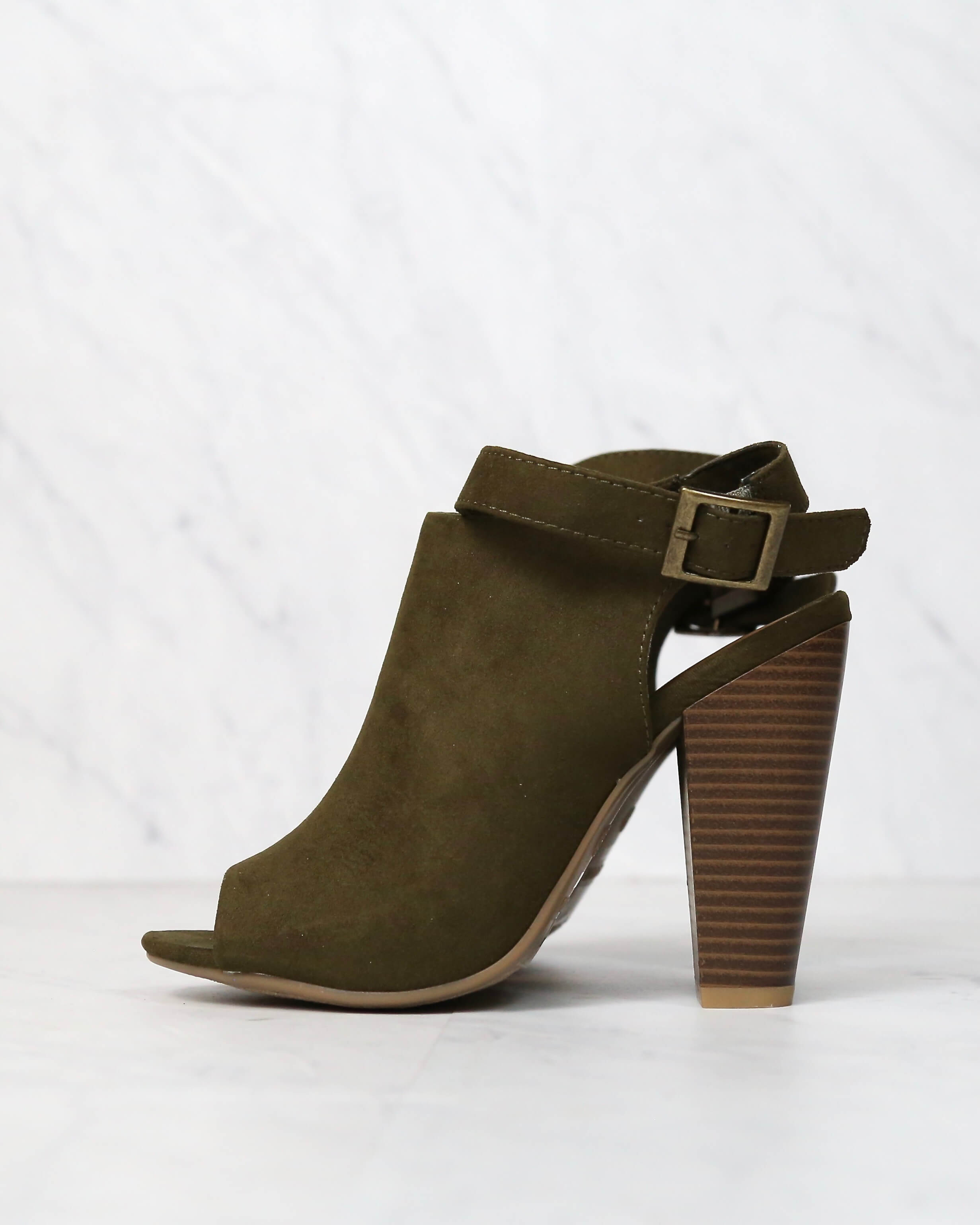 Vegan Suede Wrap Around Ankle Peep Toe Booties in More Colors – Shop Hearts