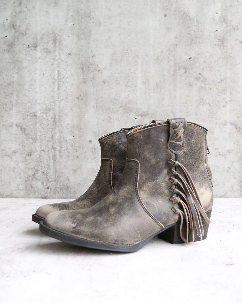 distressed leather booties