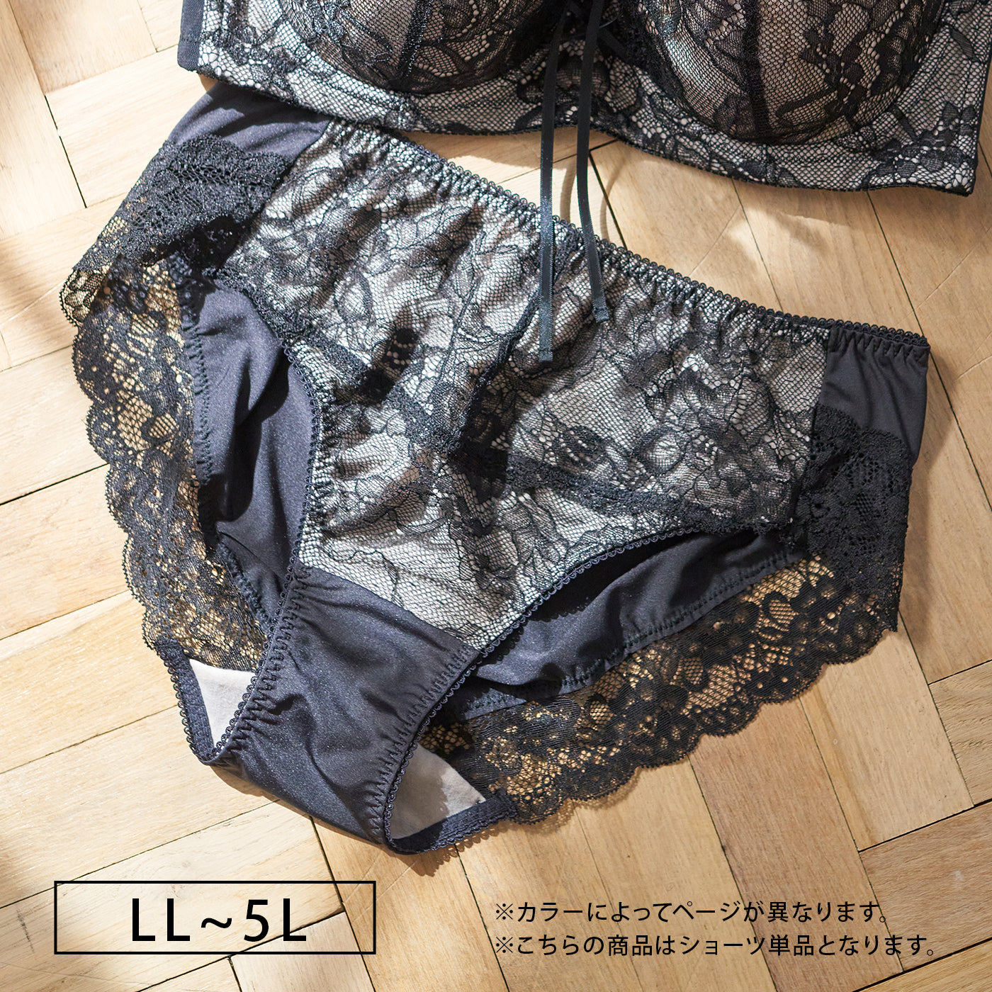 【LL?5L】しっかりホールド・美胸キーパーペアショーツ（ブラック）_90549-51