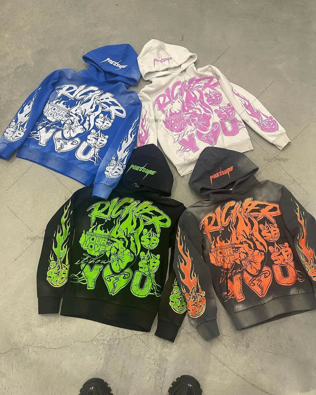 Gothic Letter Pattern Large Print Hoodie