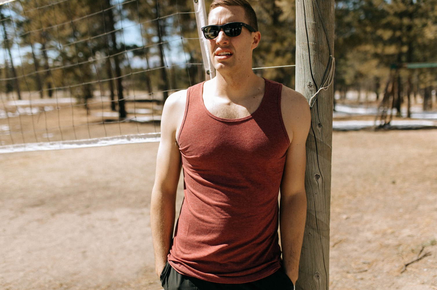 Tall Guy Wearing Tall Tank Top