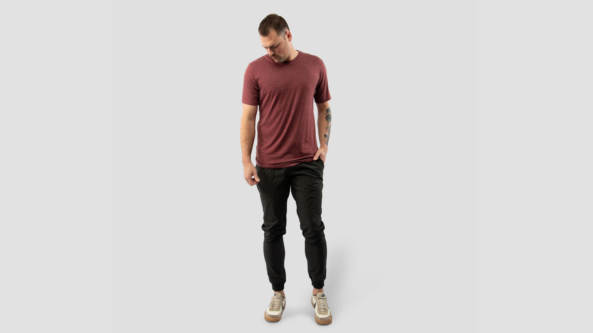 Tall Man Wearing Tall T-Shirt