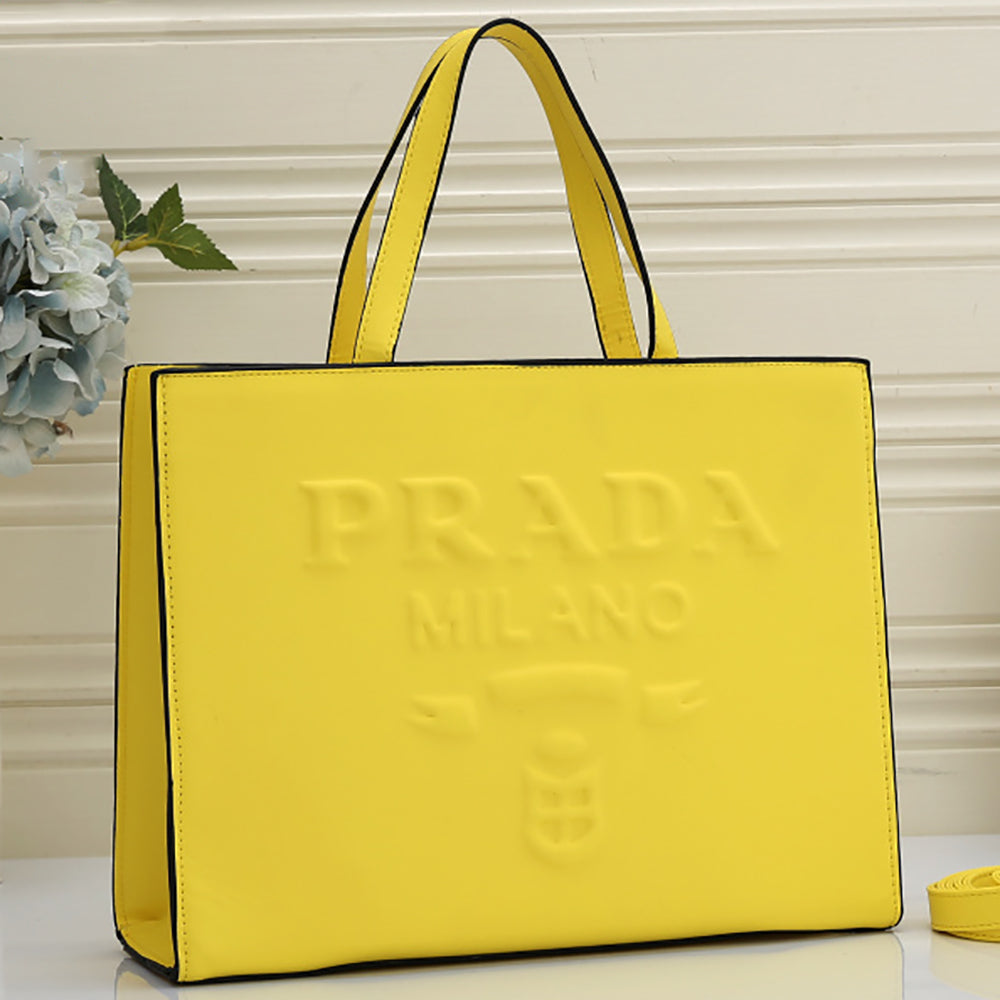 PRADA letter embossed logo women's shopping tote shoulder bag