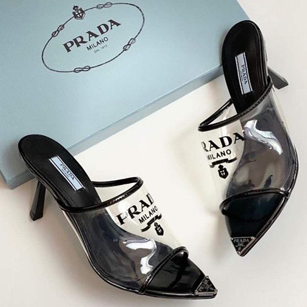 PRADA hot sale letter logo ladies high heels sandals slippers Shoes