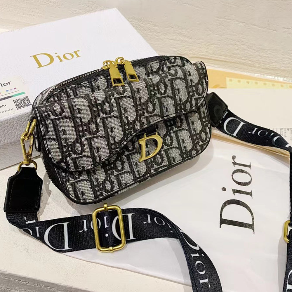 Christian Dior Canvas Embroidered Letters Women's Camera Bag