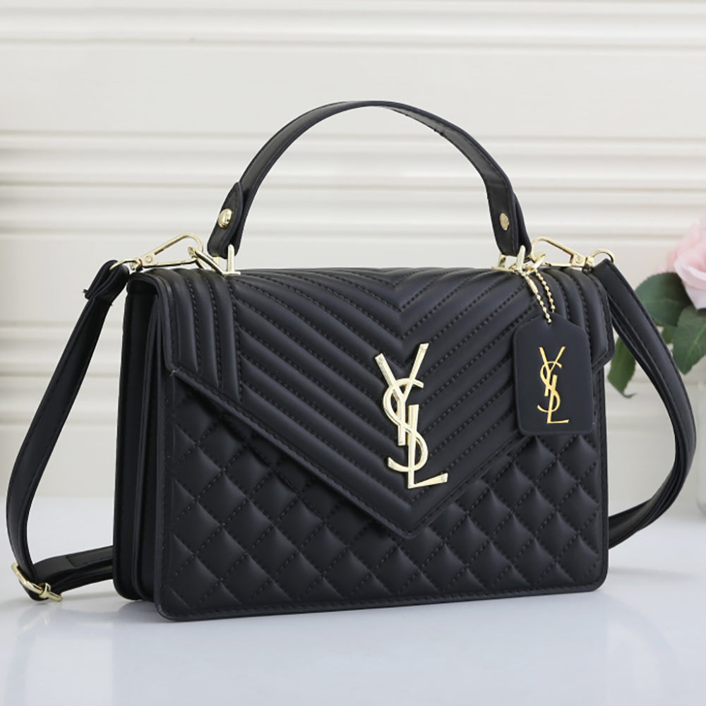 YSL Yves Saint Laurent Gold Letter Logo Ladies Shopping Flap Tot