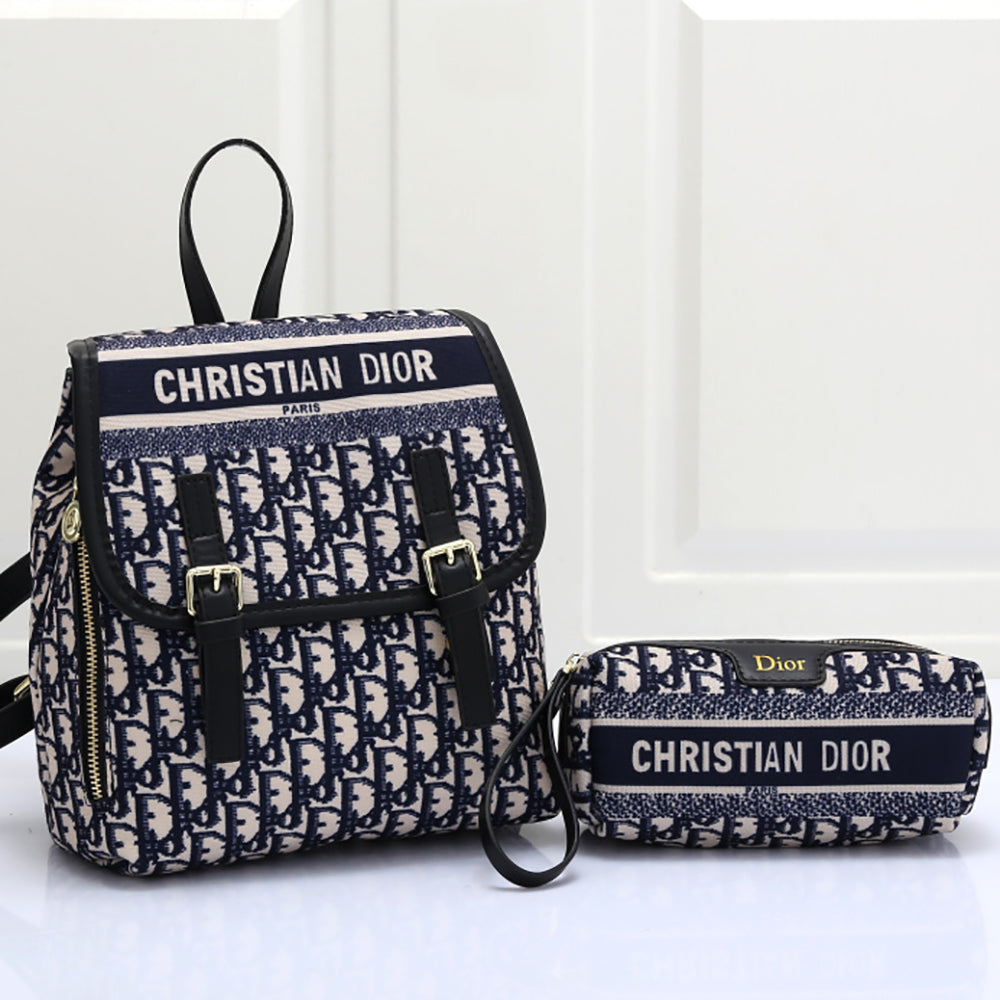 Christian Dior embroidery monogram two-piece set large capacity travel bag backpack Daypack