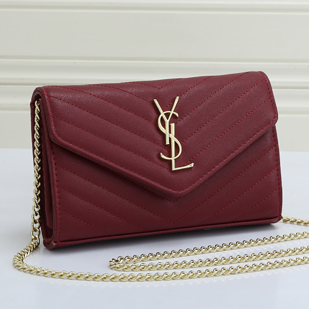 YSL Yves Saint Laurent gold letter logo flap chain shoulder bag 