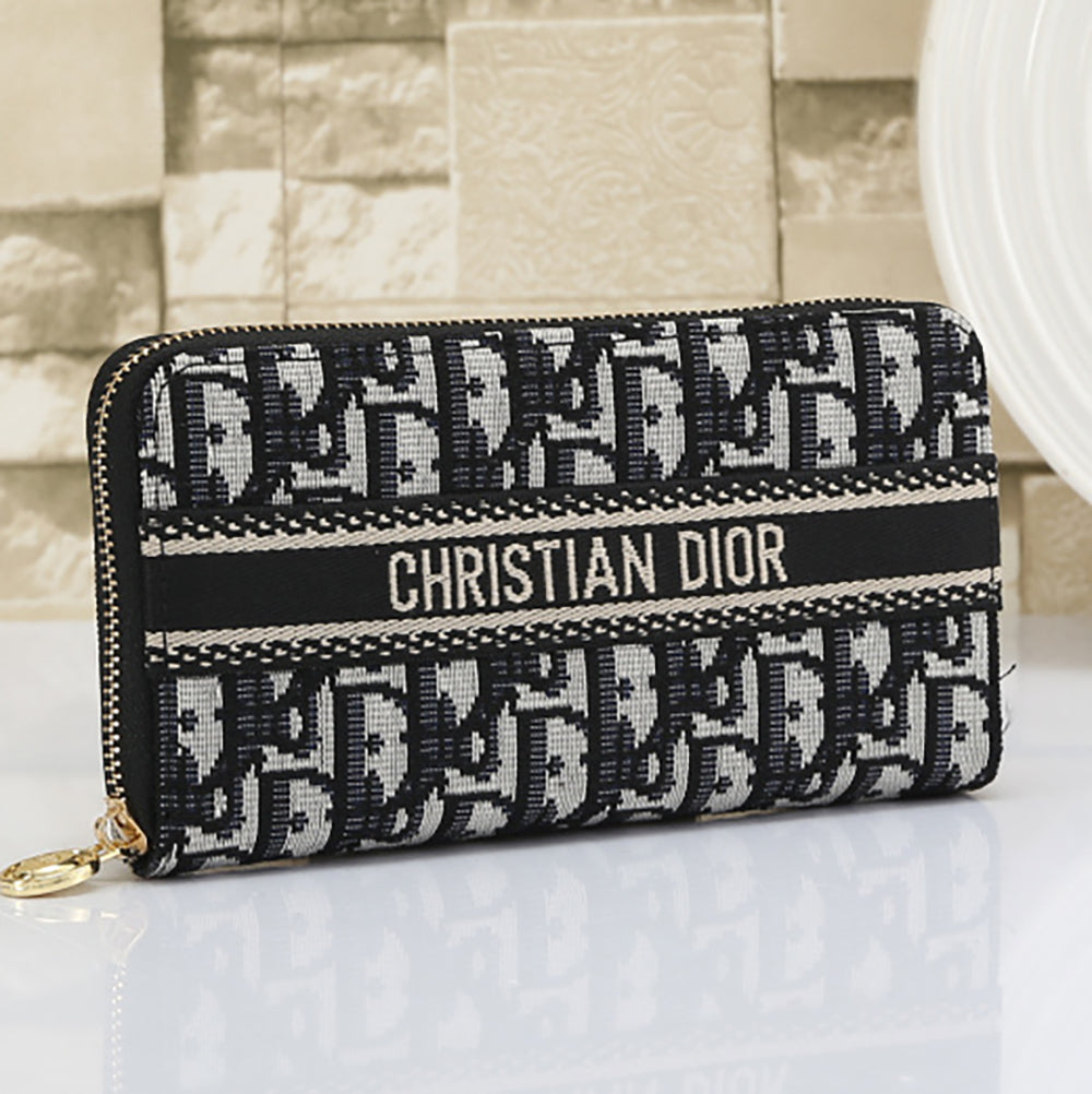 Christian Dior Embroidered Letter Logo Women's Long Wallet Z