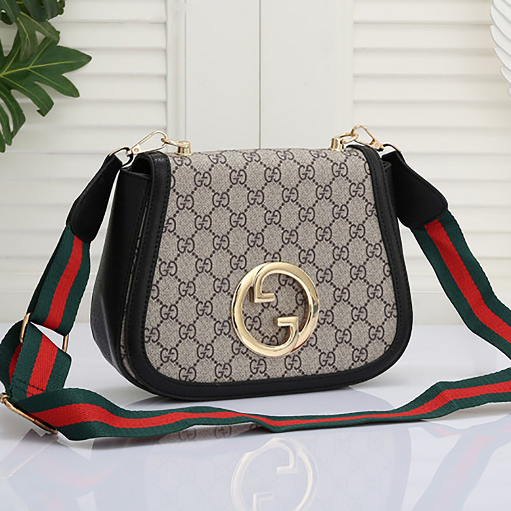 GG gold large letter logo flap shoulder bag crossbody bag