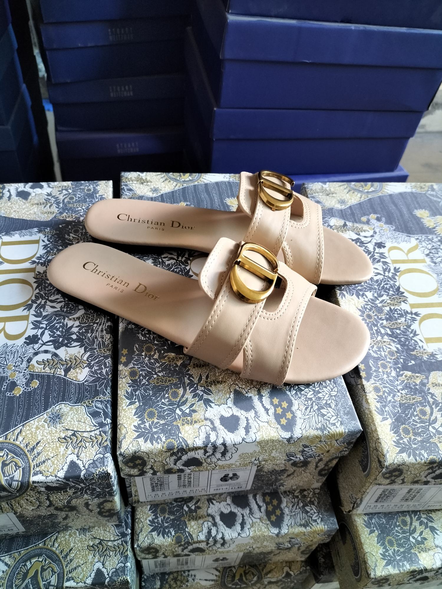 Dior CD monogram slipper sandals shoes