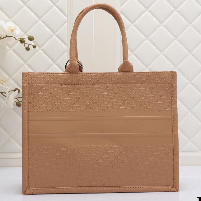 Christian Dior Embossed Letter Panel Color Tote Bag Women's Shopping Shoulder Bag