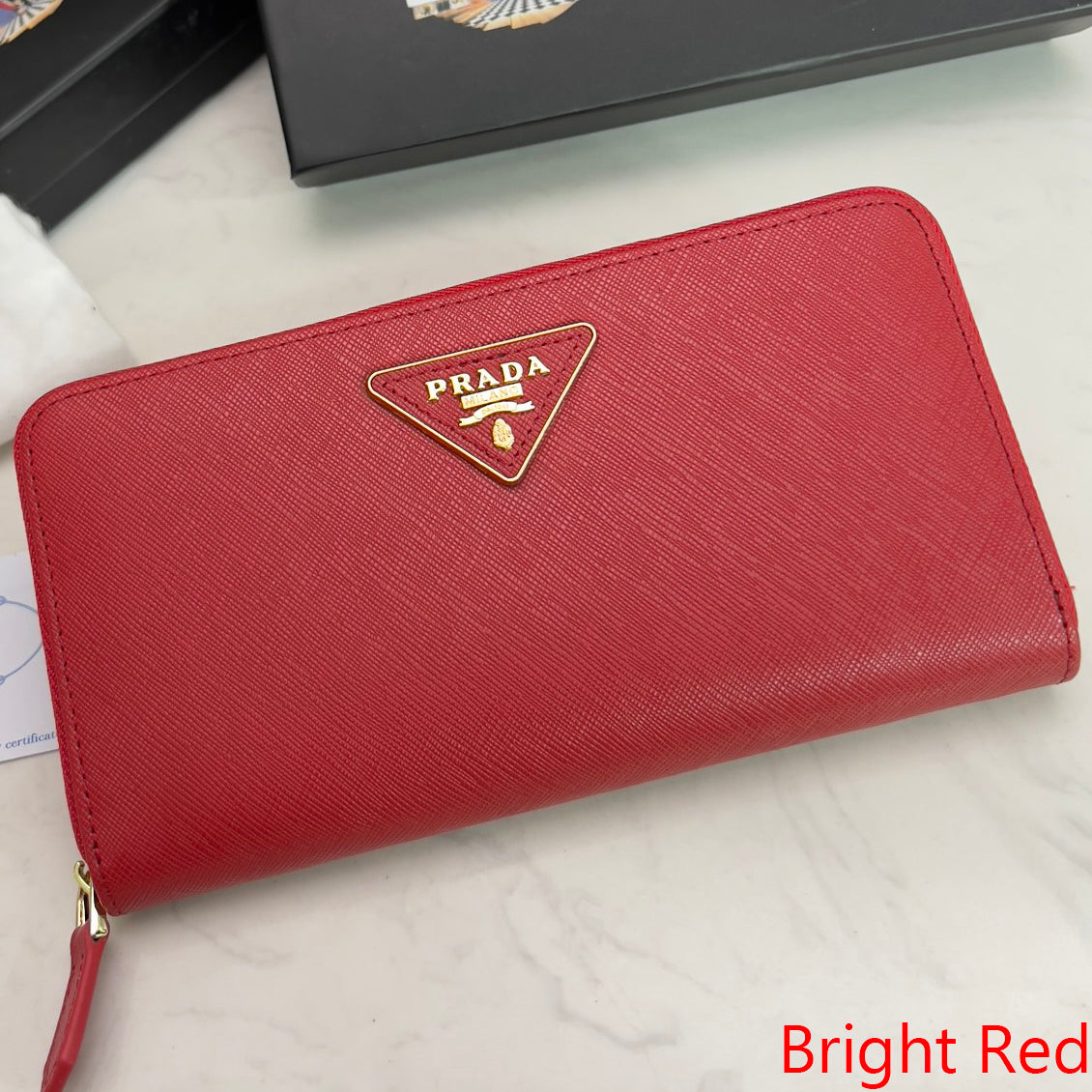 PRADA Hot Sale Triangle Letter Logo Women's Zipper Wallet Long Handbag Bag