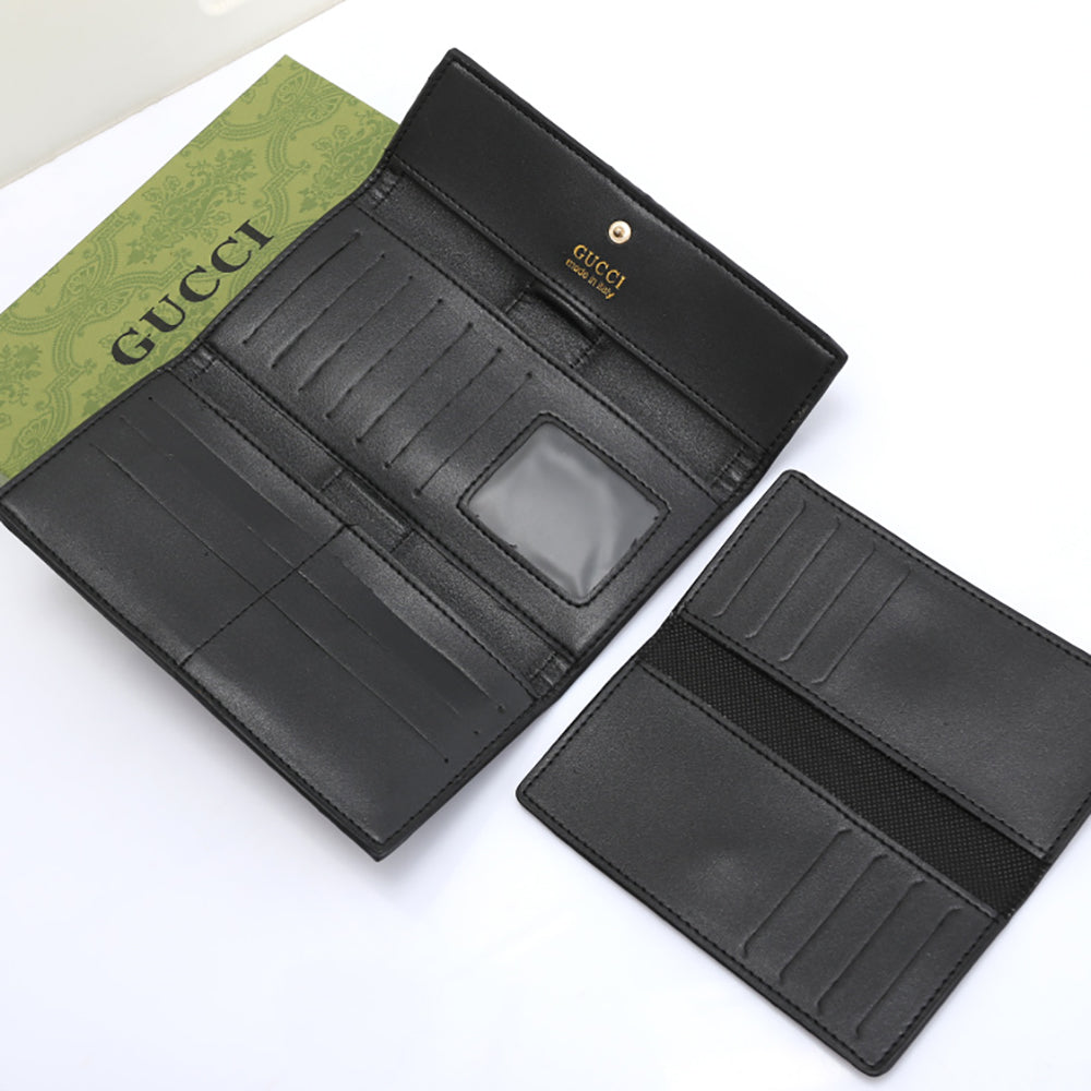 GG Letter Print Panel Color Two-Piece Flap Long Clutch Wallet Ba