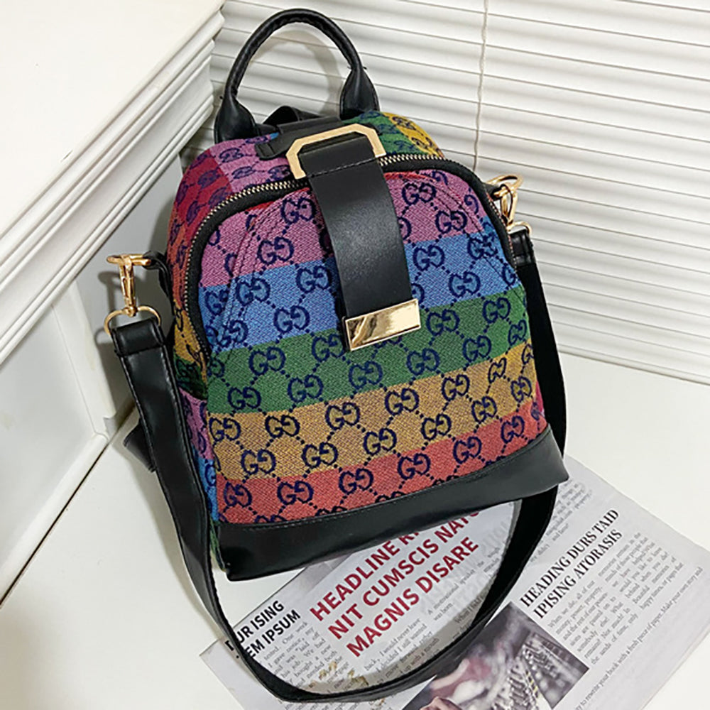 GG Canvas Embroidered Letters Women's Shopping Backpack Scho