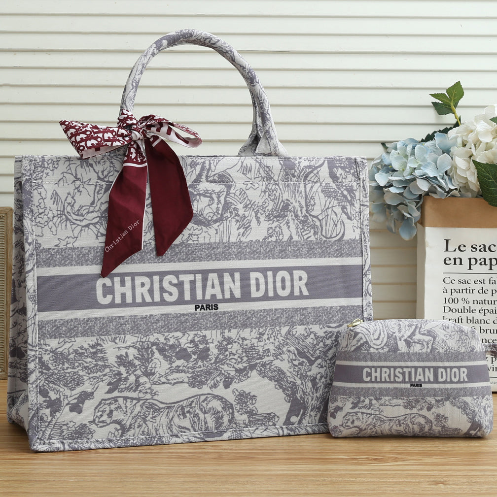 Christian Dior Printed Letter Logo Women's Shopping Handbag 