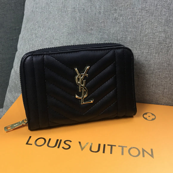 YSL Saint Laurent Bag Ladies Fashion Short Zipper Wallet Card Holder