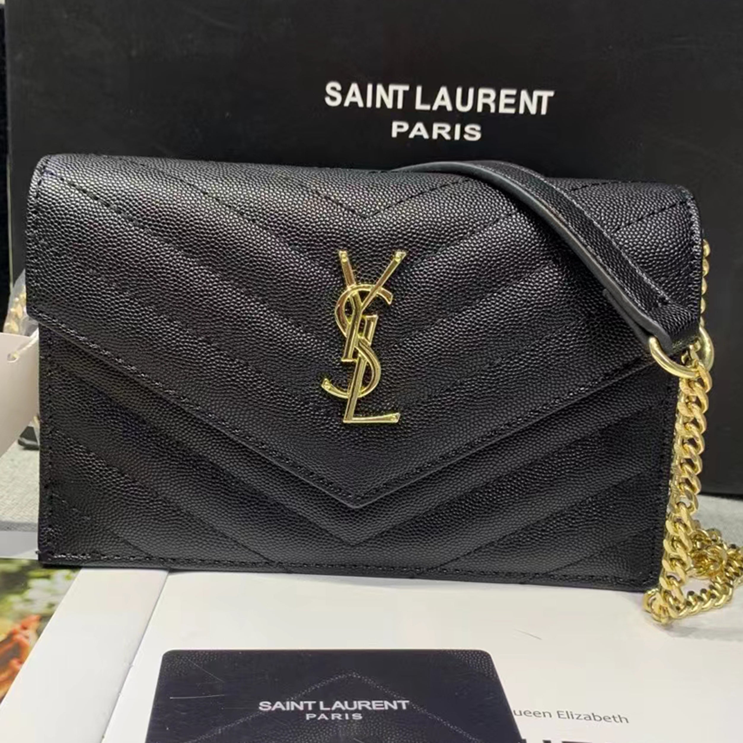 YSL Yves saint Laurent gold letter logo Women's flip shoulde