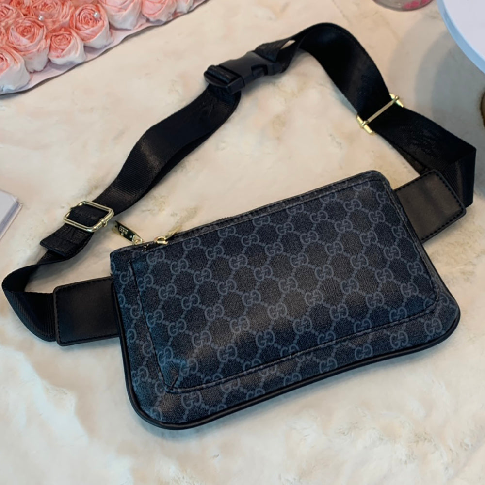 GG vintage monogram print zipper belt bag crossbody bag