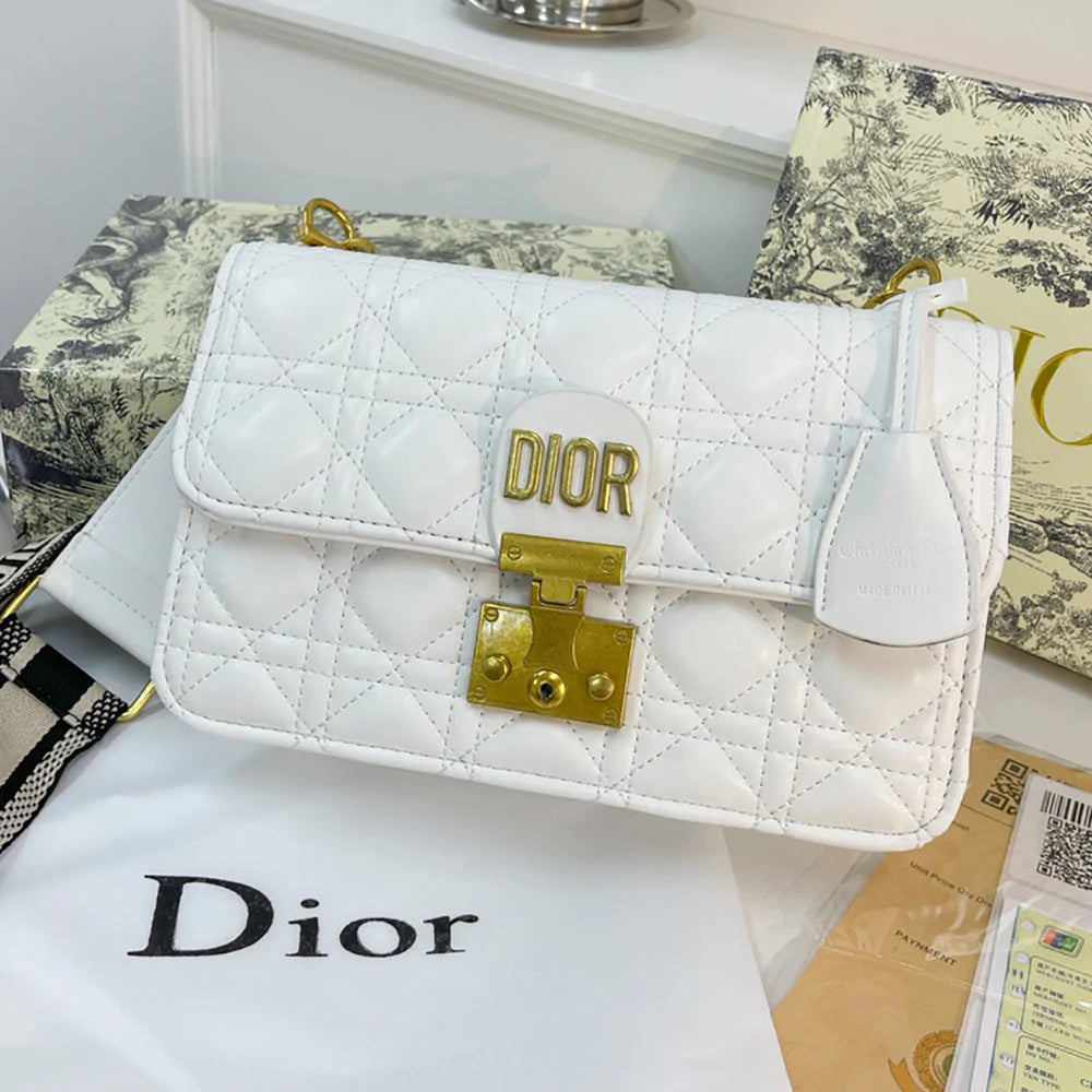 Christian Dior gold letter logo flap shoulder bag crossbody bag